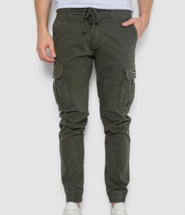 Брюки карго мужские на резинке, цвет хаки, 244R1643
