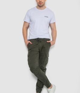 Брюки карго мужские на резинке, цвет хаки, 244R1643