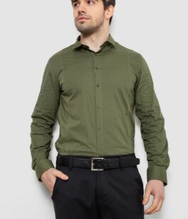 Рубашка мужская однотонная, цвет хаки, 186R2013
