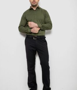 Рубашка мужская однотонная, цвет хаки, 186R2013