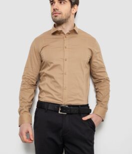 Рубашка мужская однотонная, цвет бежевый, 186R2013