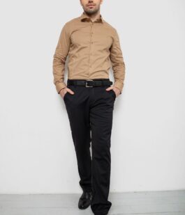 Рубашка мужская однотонная, цвет бежевый, 186R2013