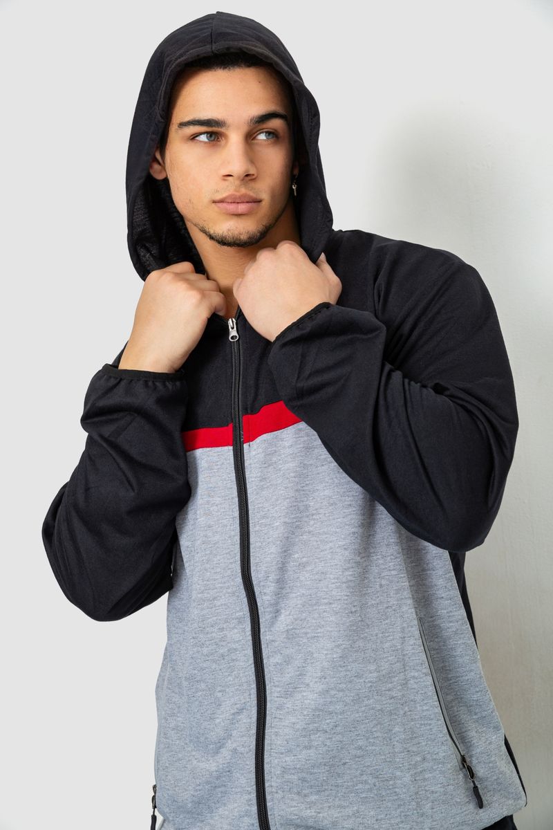 Спорт костюм мужской, цвет черно-серый, 244R9133 — изображение 6