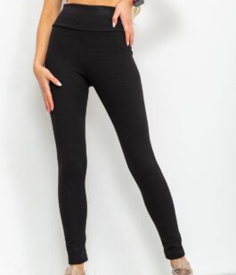 Лосины однотонные в рубчик утепленные на флисе, цвет черный, 238R605-1