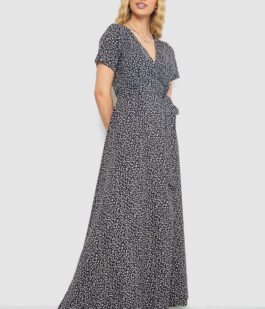 Сарафан с принтом на запах, цвет черно-бежевый, 241R182