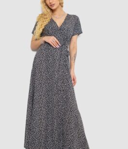 Сарафан с принтом на запах, цвет черно-бежевый, 241R182