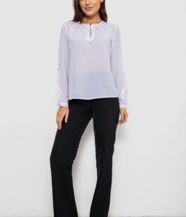 Блуза однотонная, цвет белый, 230R1122-5