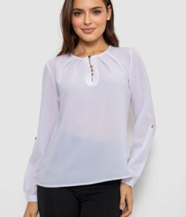 Блуза однотонная, цвет белый, 230R1122-5