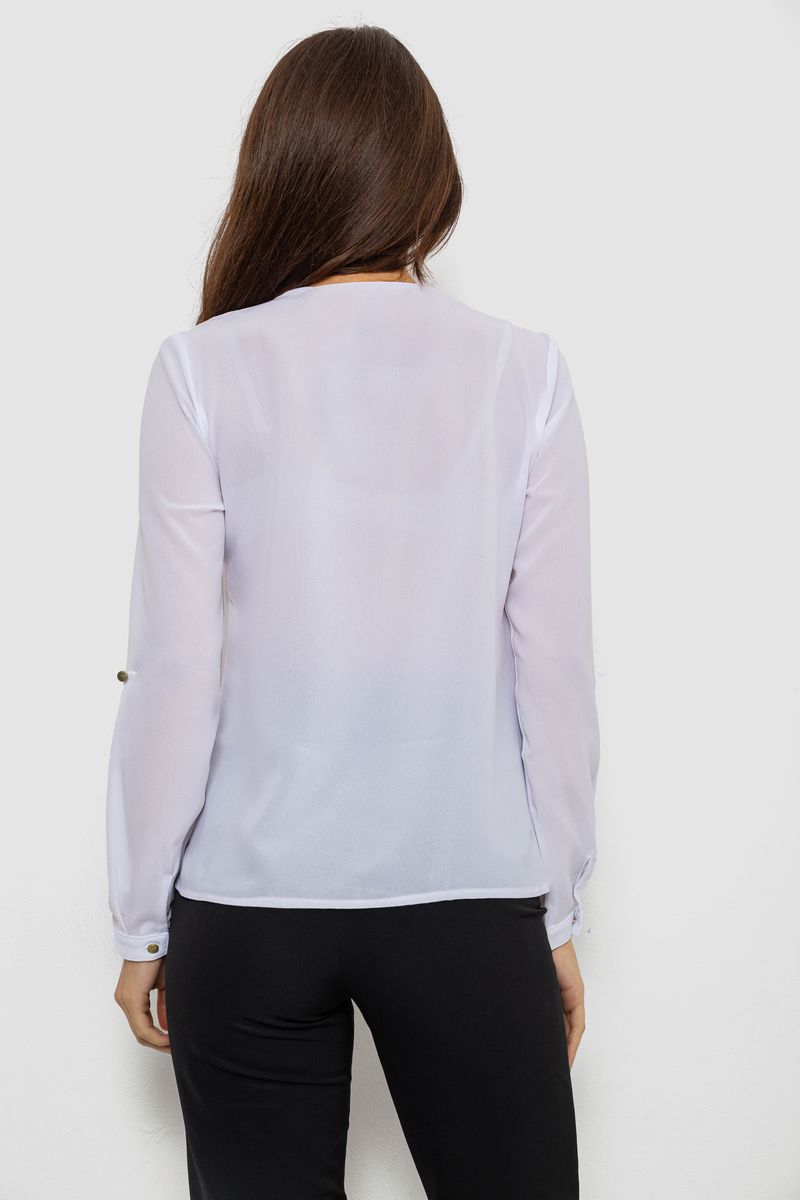 Блуза однотонная, цвет белый, 230R1122-5 — изображение 4