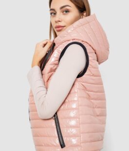 Жилетка женская дутая, цвет пудровый, 102R380