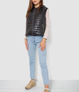 Жилетка женская дутая, цвет черный, 102R380