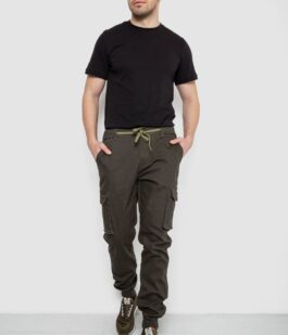Штаны мужские карго, цвет темно-зеленый, 243R8075