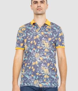 Поло мужское с принтом, цвет желто-синий, 247R310
