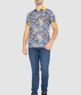 Поло мужское с принтом, цвет желто-синий, 247R310