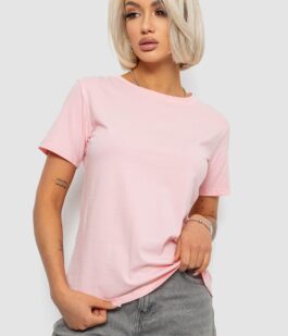 Футболка женская однотонная, цвет светло-розовый, 204R3333