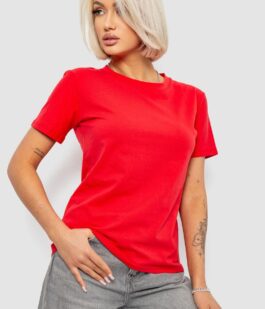 Футболка женская однотонная, цвет красный, 204R3333