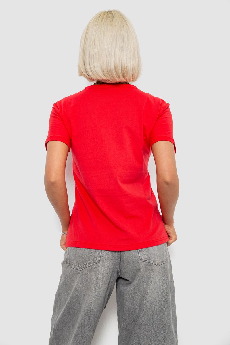 Футболка женская однотонная, цвет красный, 204R3333 — изображение 4