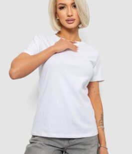 Футболка женская однотонная, цвет белый, 204R3333
