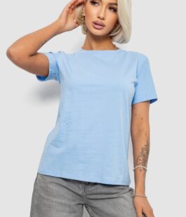 Футболка женская однотонная, цвет голубой, 204R3333