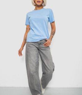 Футболка женская однотонная, цвет голубой, 204R3333