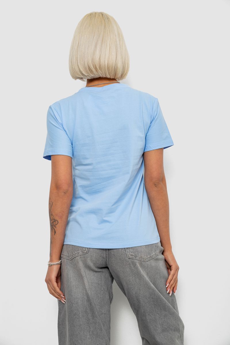 Футболка женская однотонная, цвет голубой, 204R3333 — изображение 4