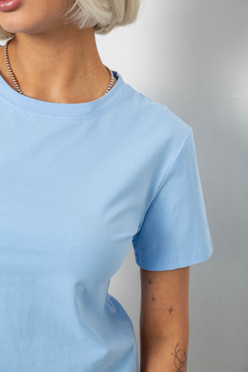 Футболка женская однотонная, цвет голубой, 204R3333 — изображение 5