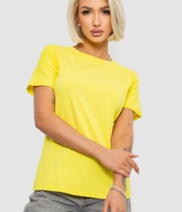 Футболка женская однотонная, цвет желтый, 204R3333