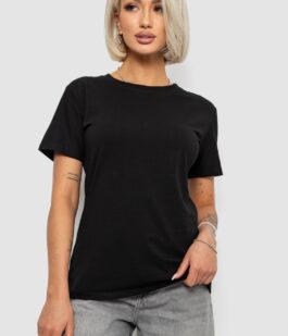 Футболка женская однотонная, цвет черный, 204R3333