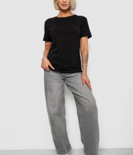 Футболка женская однотонная, цвет черный, 204R3333