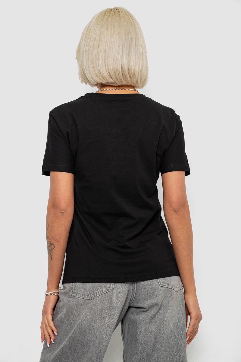 Футболка женская однотонная, цвет черный, 204R3333 — изображение 4
