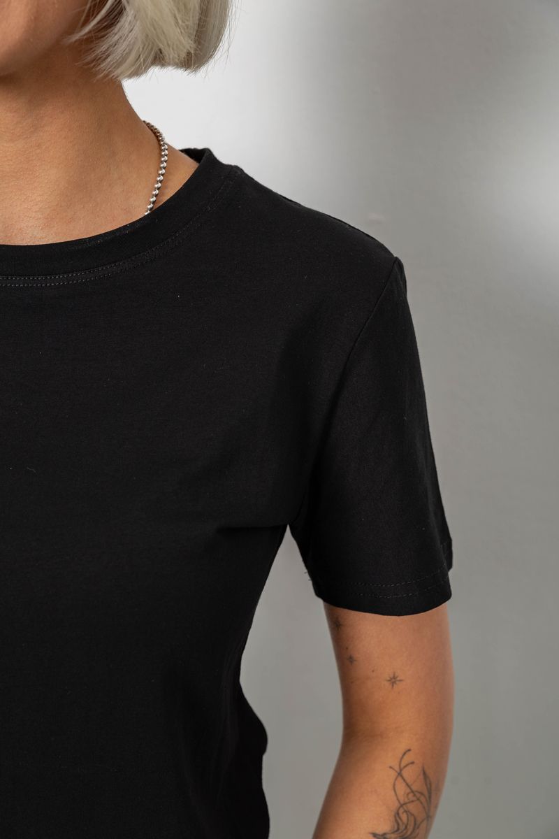 Футболка женская однотонная, цвет черный, 204R3333 — изображение 5