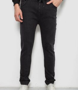 Джинсы мужские на резинке утепленные, цвет черный, 244R666