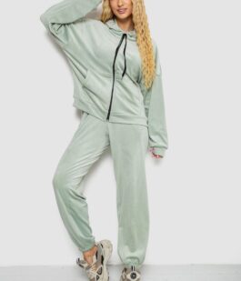 Спортивный костюм женский велюровый, цвет оливковый, 238R107