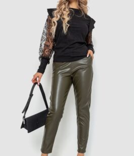 Лосины женские с экокожи, цвет хаки, 214R2031