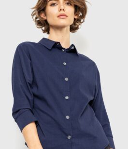 Блуза классическая, цвет темно-синий, 230R100-1