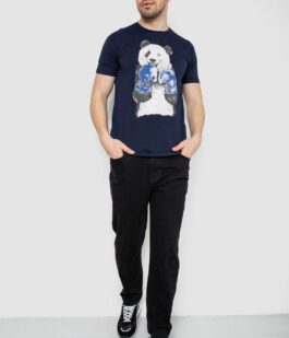 Футболка мужская с принтом, цвет темно-синий, 244R5996