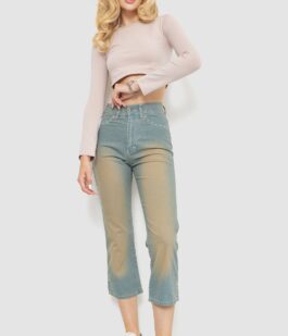 Капри женские с потертостями, цвет сине-коричневый, 201R628-1