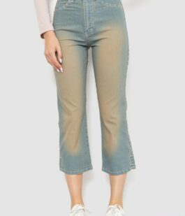 Капри женские с потертостями, цвет сине-коричневый, 201R628-1