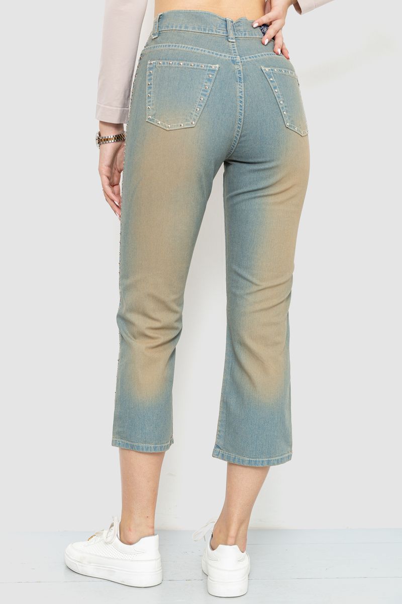 Капри женские с потертостями, цвет сине-коричневый, 201R628-1 — изображение 4