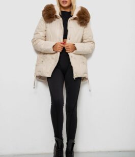 Куртка женская зимняя короткая, цвет светло-бежевый, 244R865