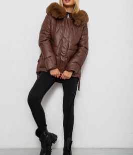 Куртка женская зимняя короткая, цвет коричневый, 244R865