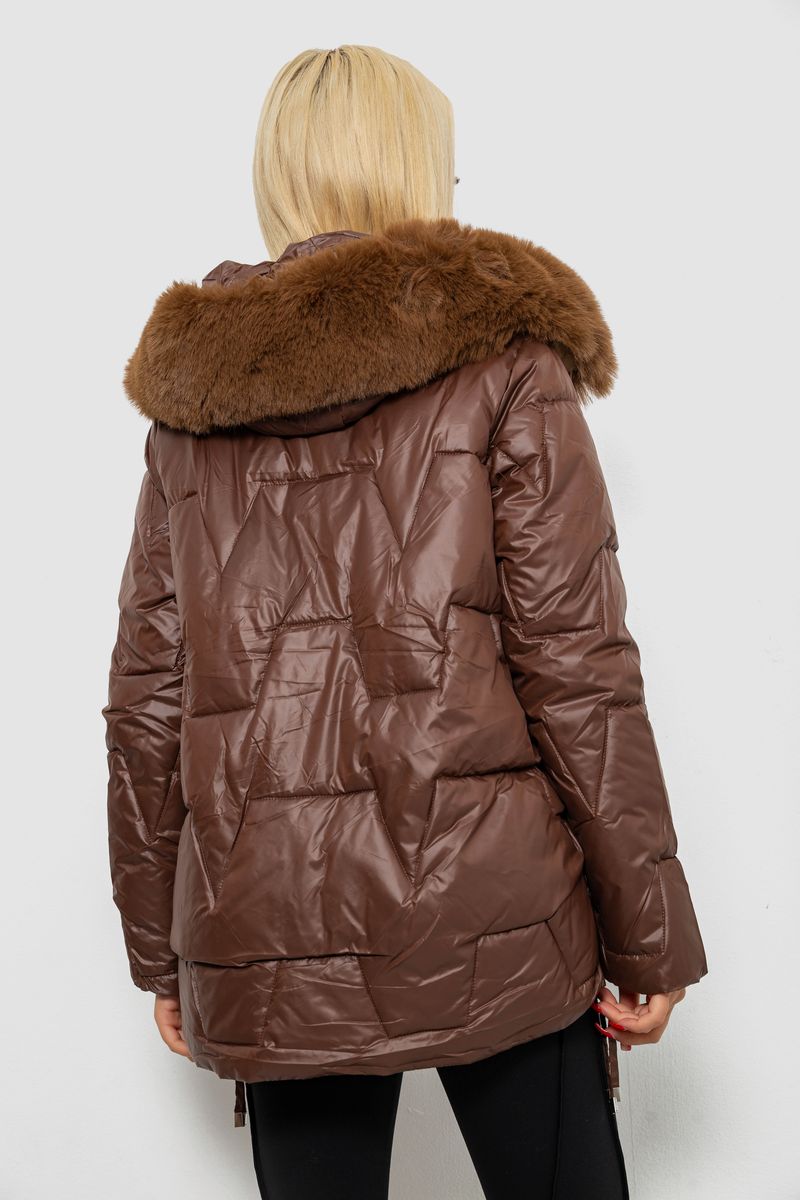 Куртка женская зимняя короткая, цвет коричневый, 244R865 — изображение 4