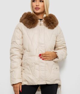 Куртка женская зимняя короткая, цвет светло-бежевый, 244R865