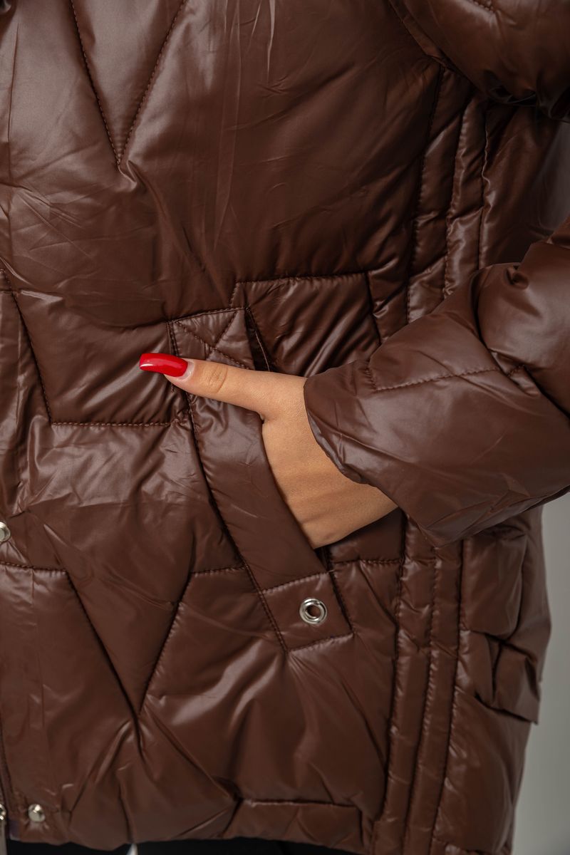 Куртка женская зимняя короткая, цвет коричневый, 244R865 — изображение 6