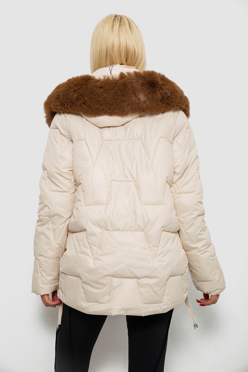 Куртка женская зимняя короткая, цвет светло-бежевый, 244R865 — изображение 4