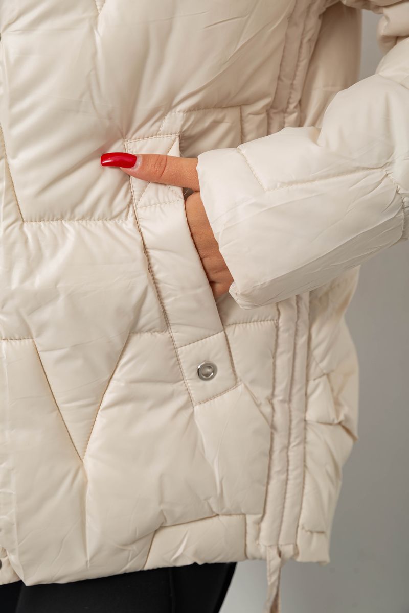 Куртка женская зимняя короткая, цвет светло-бежевый, 244R865 — изображение 6