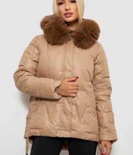 Куртка женская зимняя короткая, цвет бежевый, 244R865