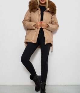 Куртка женская зимняя короткая, цвет бежевый, 244R865