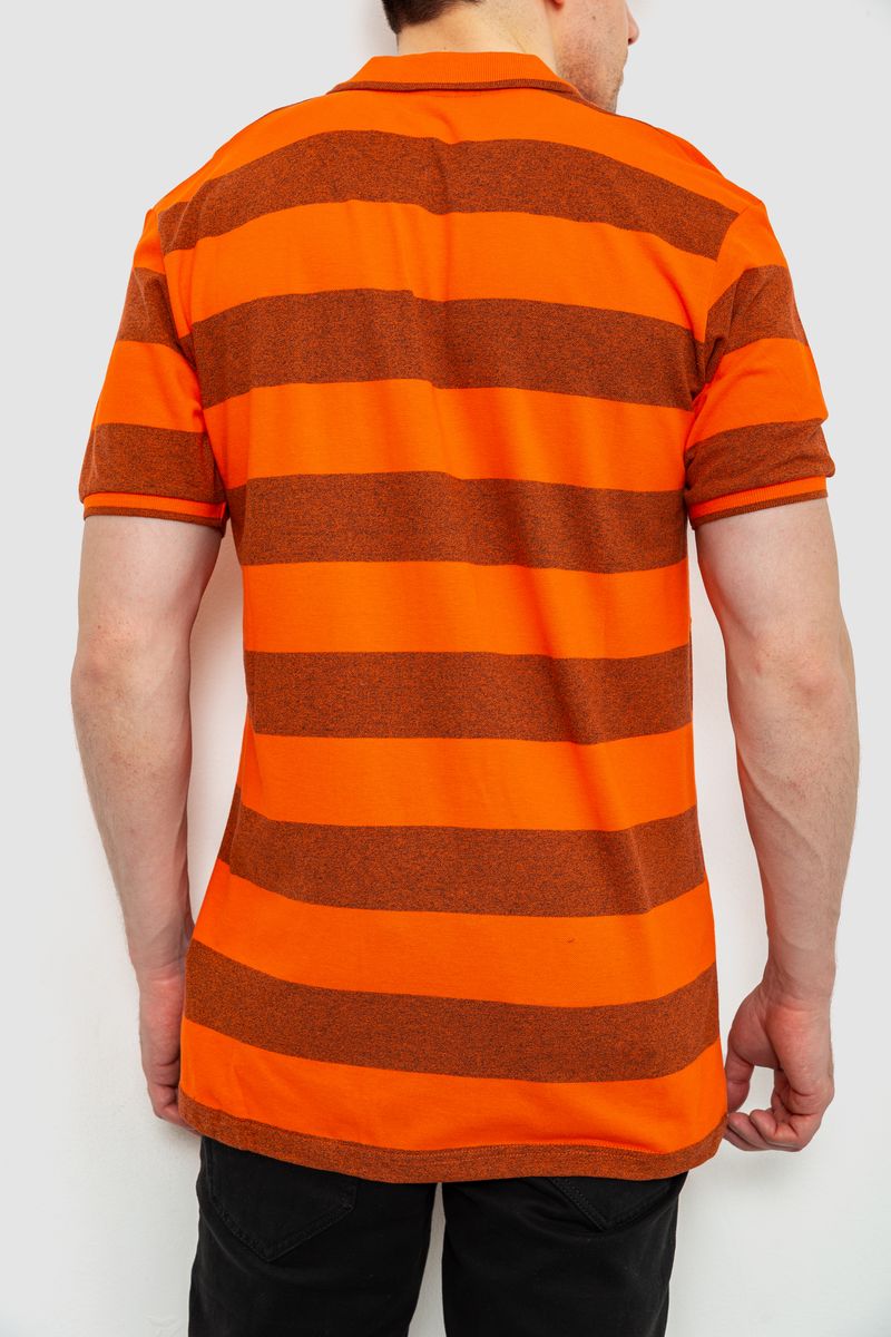 Поло мужское в полоску, цвет оранжевый, 214R6187 — изображение 4