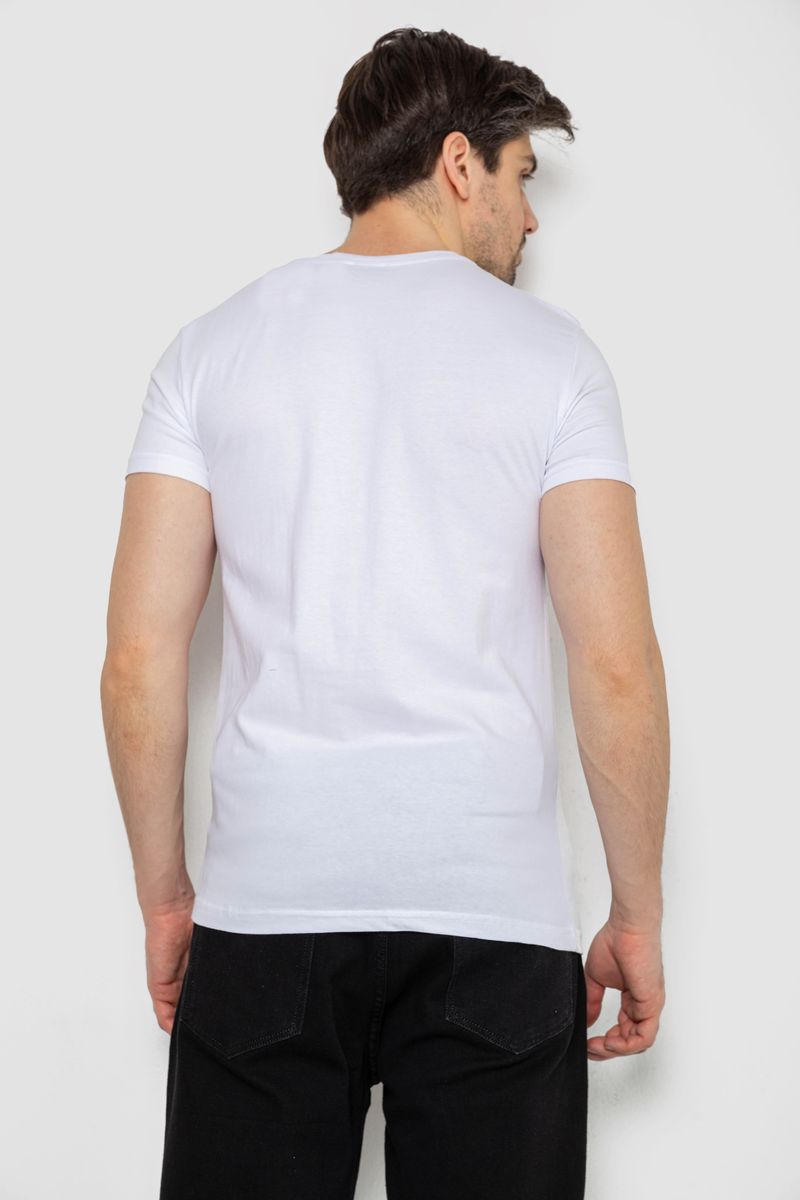 Футболка мужская однотонная базовая, цвет белый, 244R2408 — изображение 4